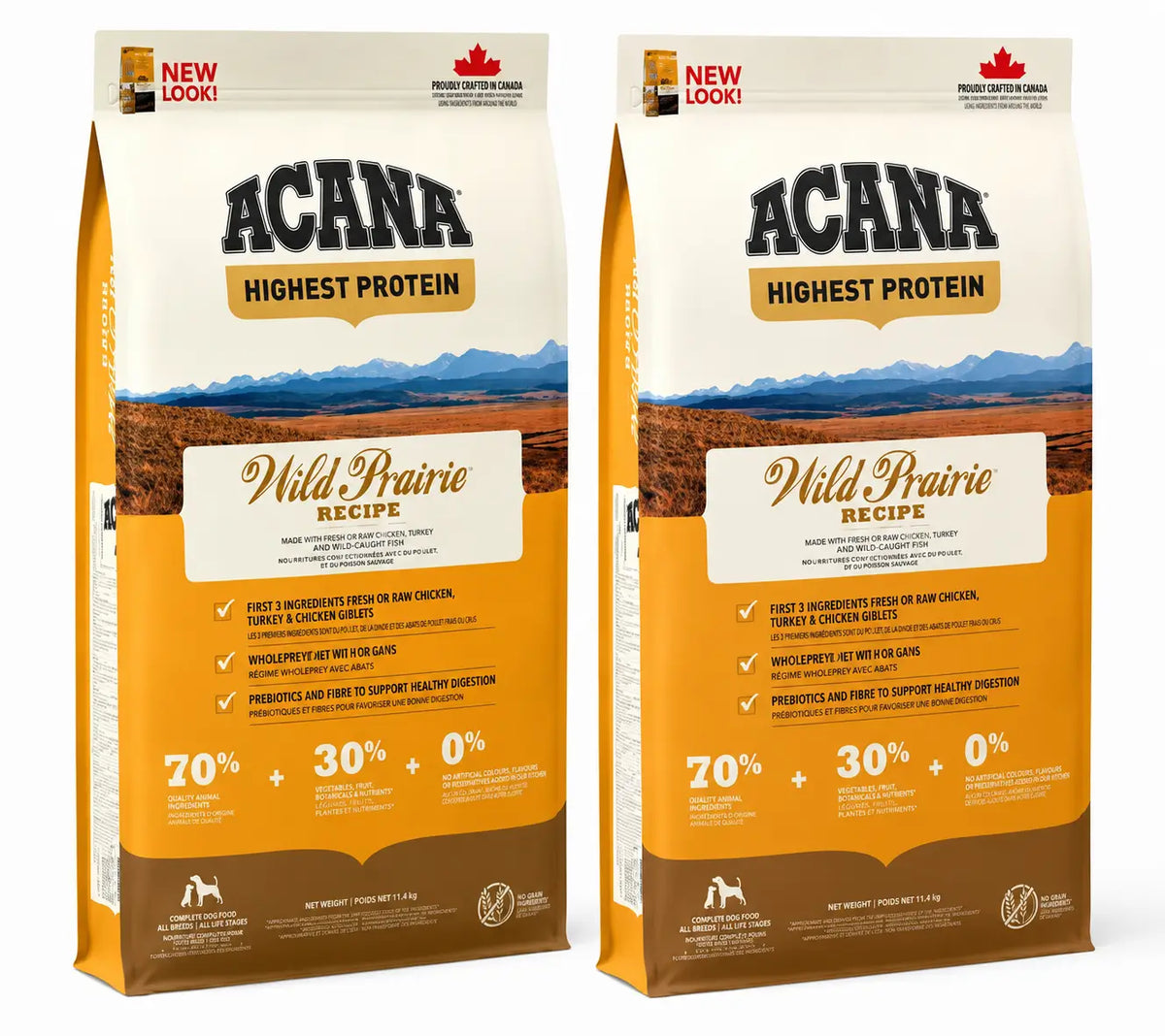 Acana Canine Adult Regionals Wild Prairie 11,4 Kg Hundefutter , Packung 2
