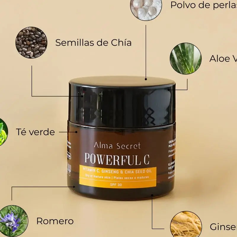 Alma Secret Powerful C mit Vitamin C, Ginseng und Chia. LSF 30