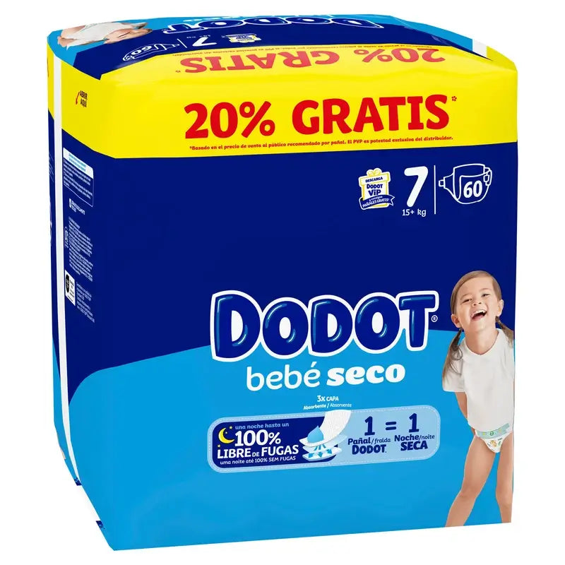 Dodot Baby Dry Größe 7, 15Kg+, 60 Windeln