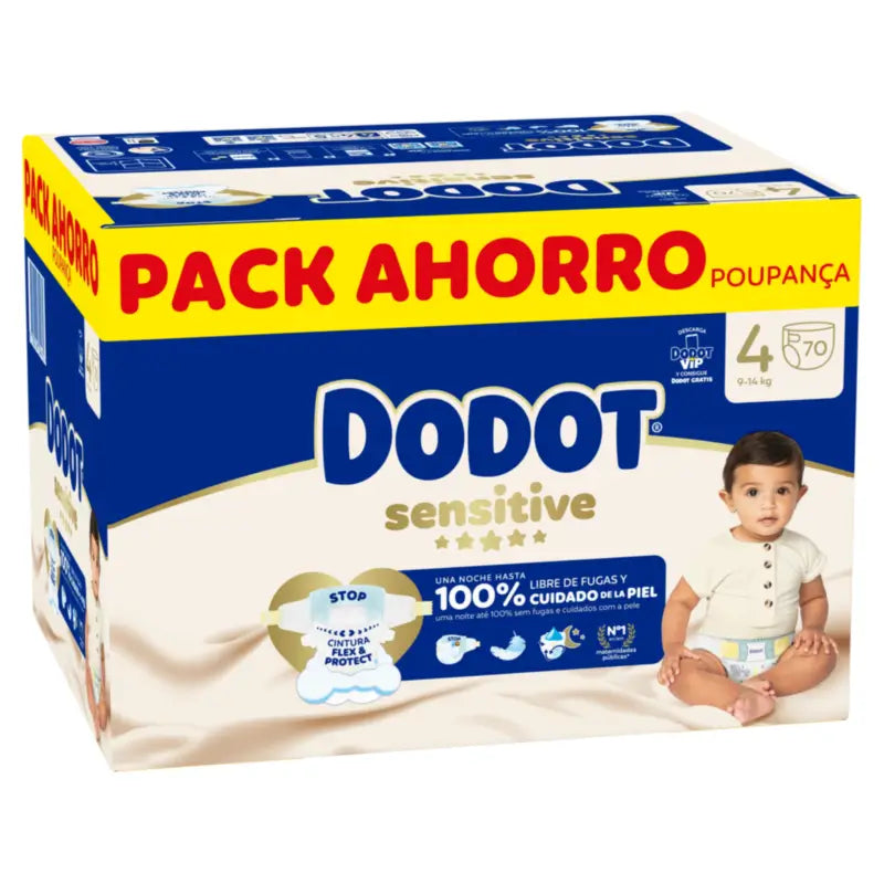 Dodot Sensitive Größe 4 9 Kg, 14 Kg, 140 Windeln + Tücher 6X