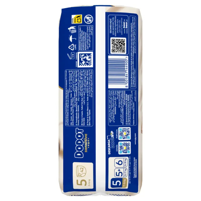 Dodot Sensitive Größe 5 (12-16 Kg), 42 Windeln