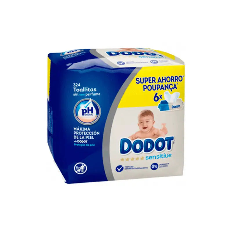 Dodot Sensitive Wipes, 6X54 (324 Units)