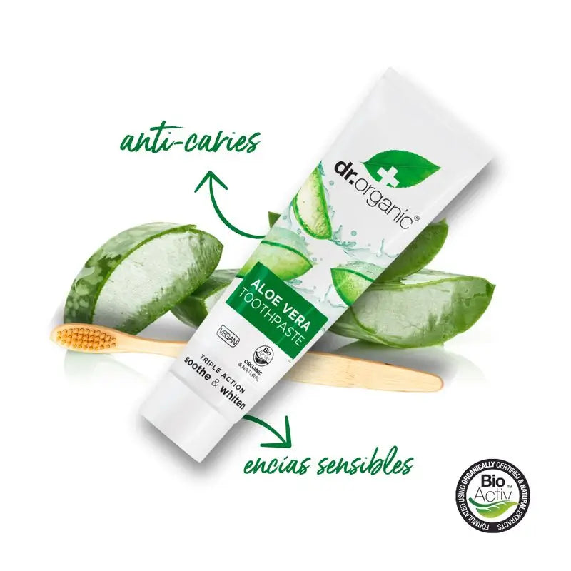 Dr.Organic Aloe Vera Zahnpasta für empfindliches Zahnfleisch, 100 ml
