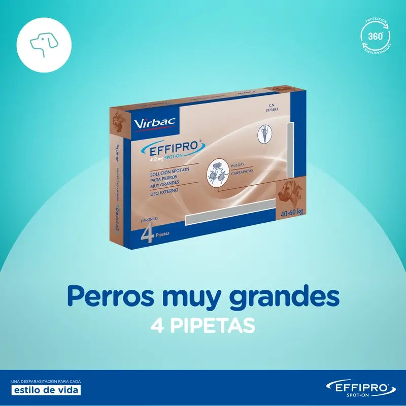 Effipro 402 Mg Spot-On Große Hunde +40Kg, 4 Pipetten