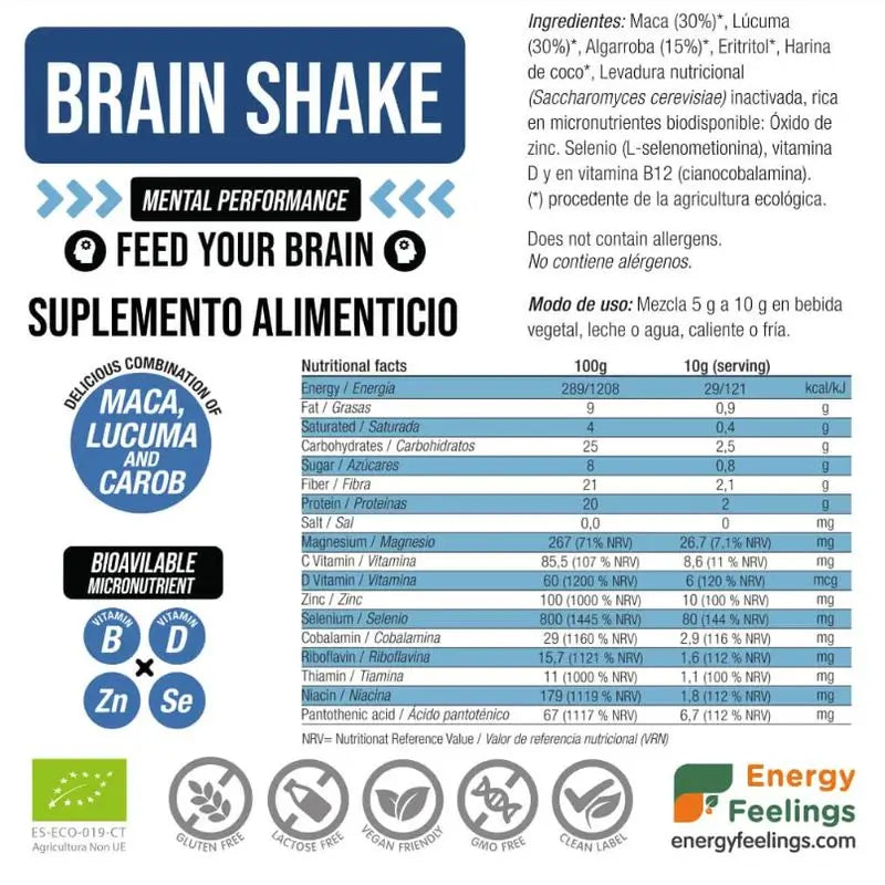 Energy Feelings Brain Shake 500Gr. Öko-Vegan Sg