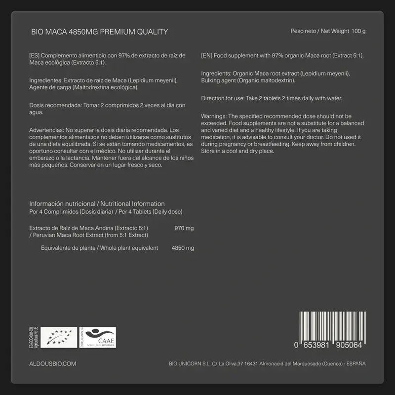 Aldous Maca-Extrakt, 400 Tabletten
