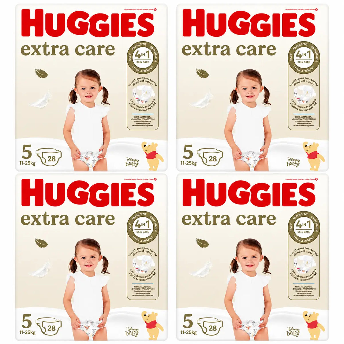 Huggies Extra Care Größe 5 (11-25 kg) Disney Baby Windel, 28 Stück, Packung 4