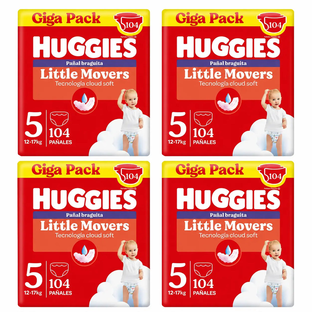 Huggies Little Movers Größe 5 (12-17 kg) Disney Baby Windelslips, 104 Stück, Packung 4