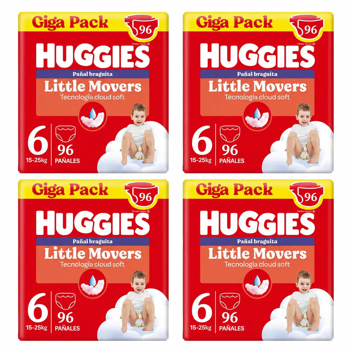Huggies Little Movers Größe 6 (15-25 kg) Disney Baby Windelslips, 96 Stück, Packung 4