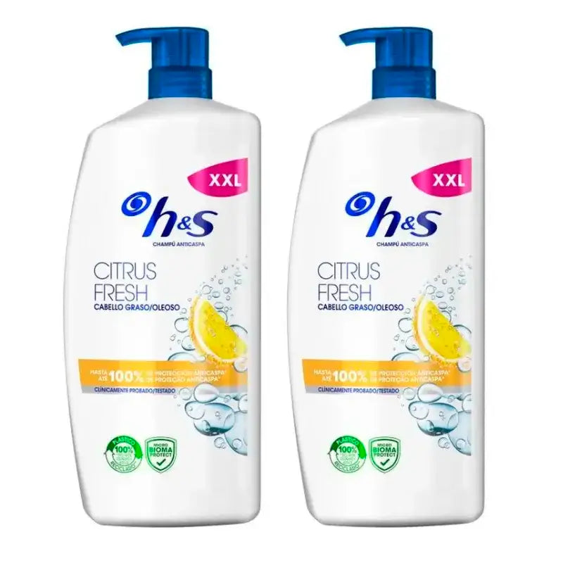 H&S Citrus Fresh Shampoo, Packung 2 x 1000 ml