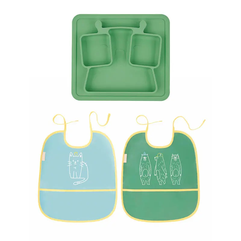 Badabulle Pack Accessories Baby Dish + Sleeveless Bib