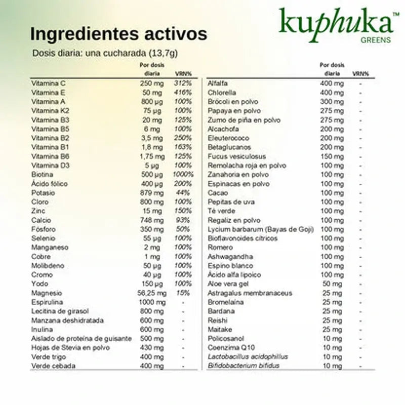 Kuphuka Greens Nahrungsergänzungsmittel 100% natürlich & ganzheitlich Ananas & Kokosnuss, 411 Gramm