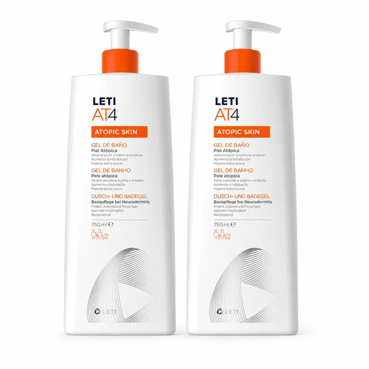 Leti AT4 Dermo-Oily Badegel 750 ml Packung 2