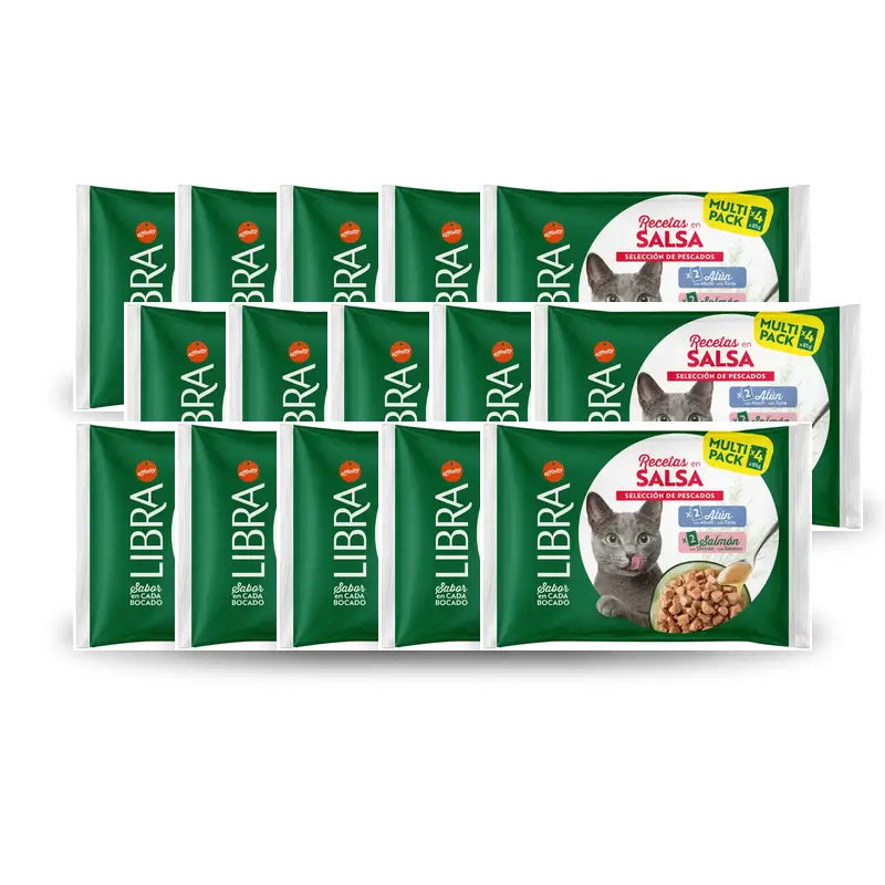 Libra Wet Cat Food, With Salmon and Tuna in Gravy, Flowpack, 15 x 340 g
