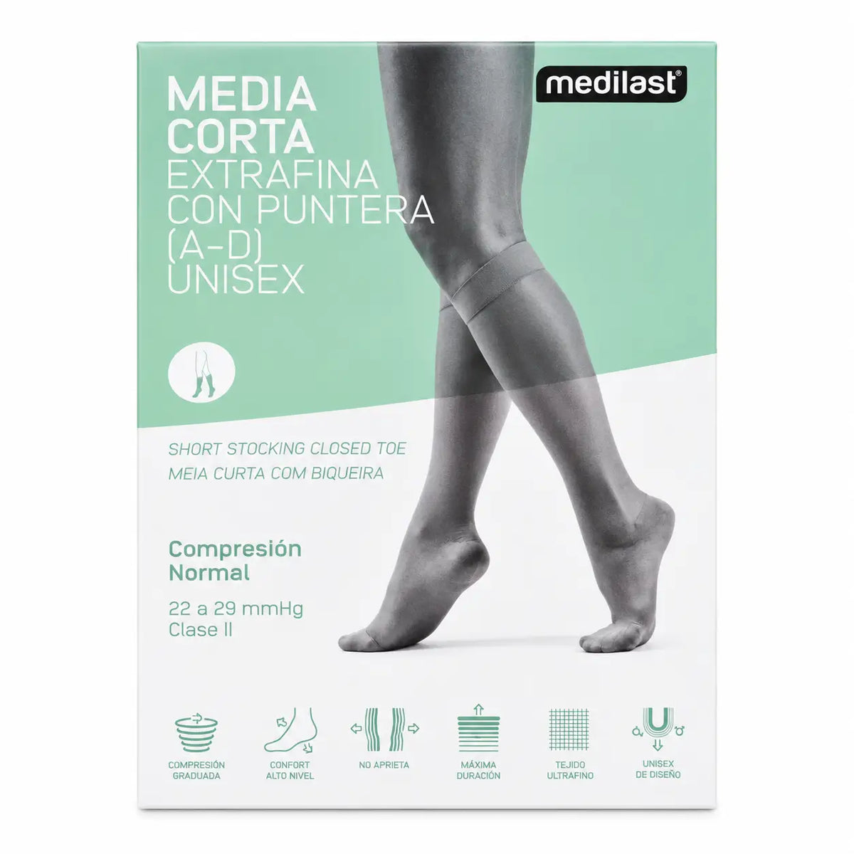 Medilast Short Socks Toe C.N. Schwarz