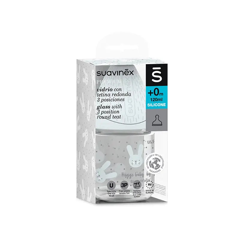Suavinex Babyflasche Premium Kaninchen Farbe Grau, 120 ml