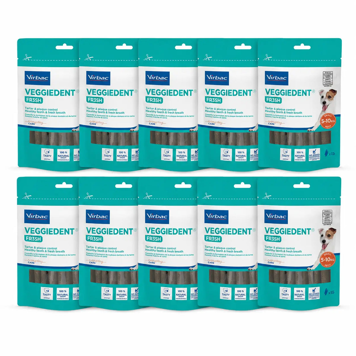 Virbac Veggiedent Fr3sh S, Zahnpflege-Snacks für Hunde kleiner Rassen, 10er-Pack