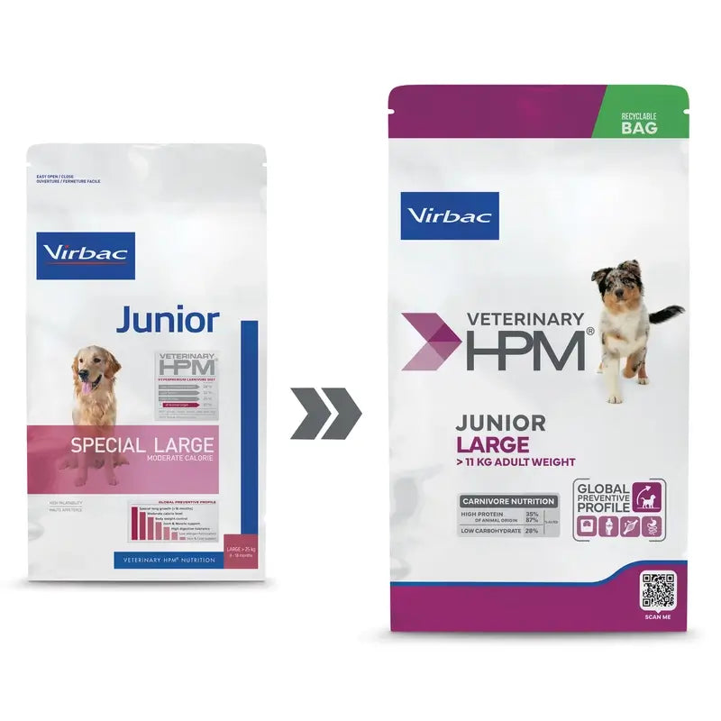 Virbac Veterinary HPM Junior Großer Hund, 12 kg, Hundefutter