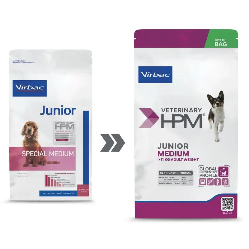Virbac Veterinary HPM Junior Medium Hund, 12 kg, Hundefutter