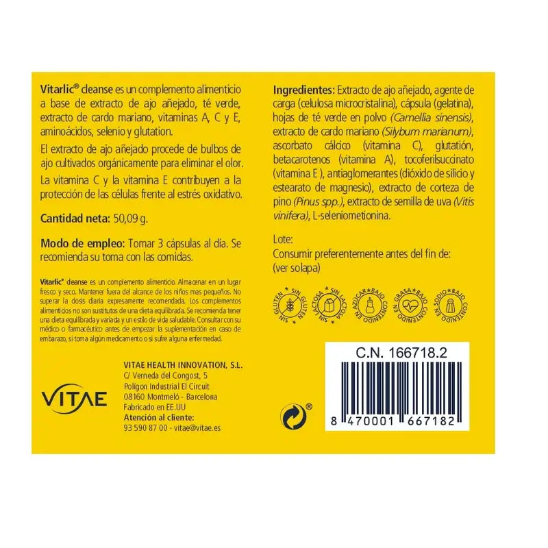 Vitarlic Cleanse 90 Kapseln – Mit gereiftem Knoblauch und Coenzym Q10