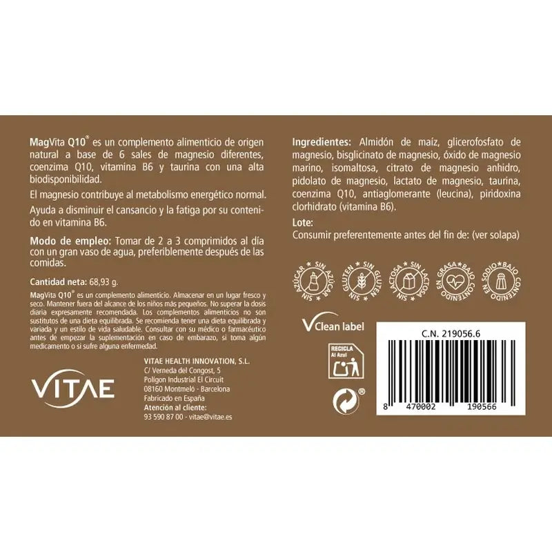 MagVita Q10 60 Tabletten – Mit Magnesium, Coenzym Q10, Vitamin B6 und Taurin