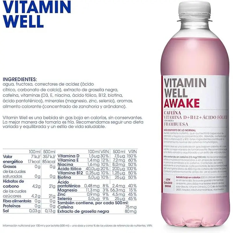 Vitamin Well Awake Himbeere, 500 ml