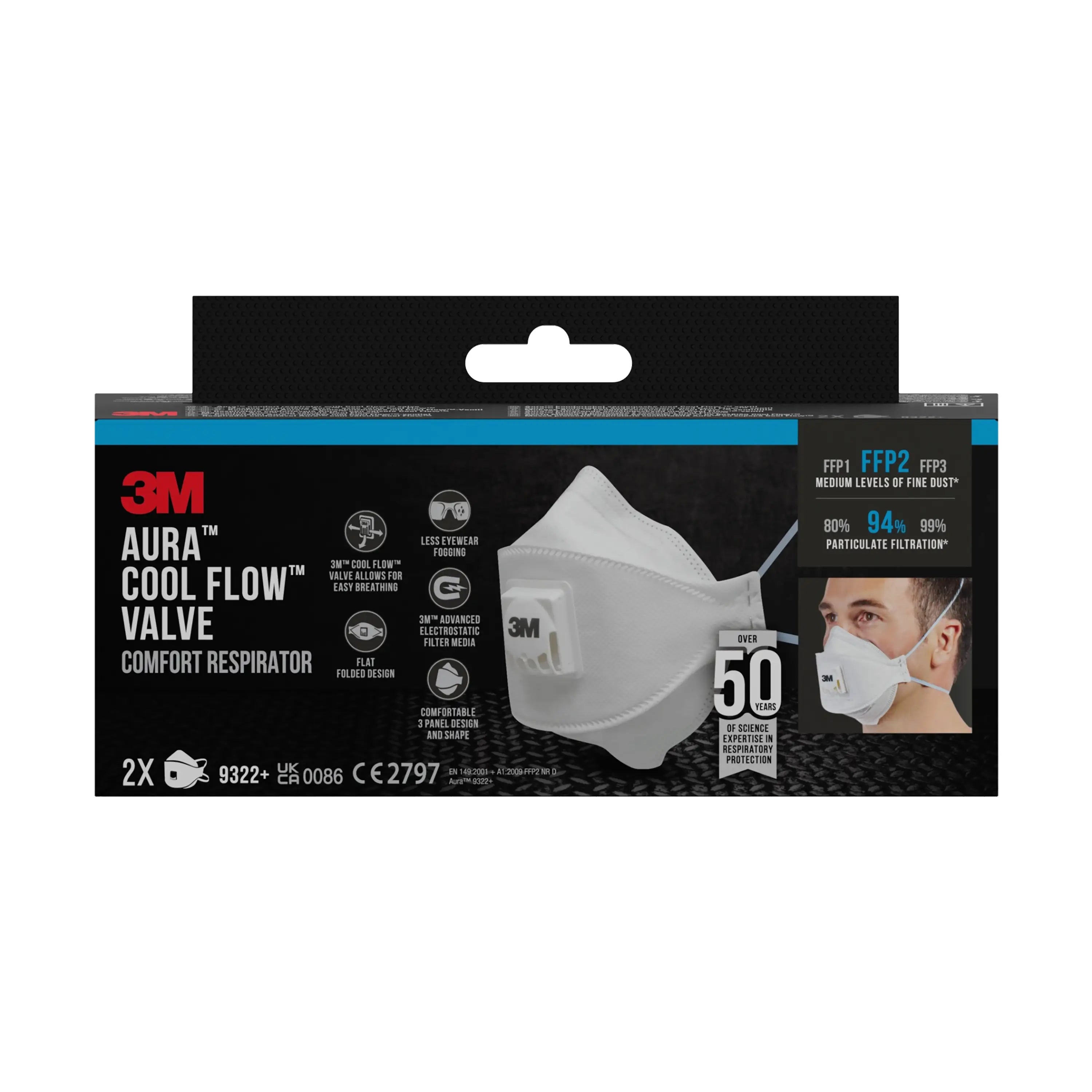 3M™ Staub- und Feinstaubmaske C/Valve 9322+ Ffp2, 2 Stück