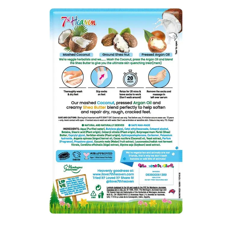 7 Heaven Coconut Softening Foot Mask , 2 Stück