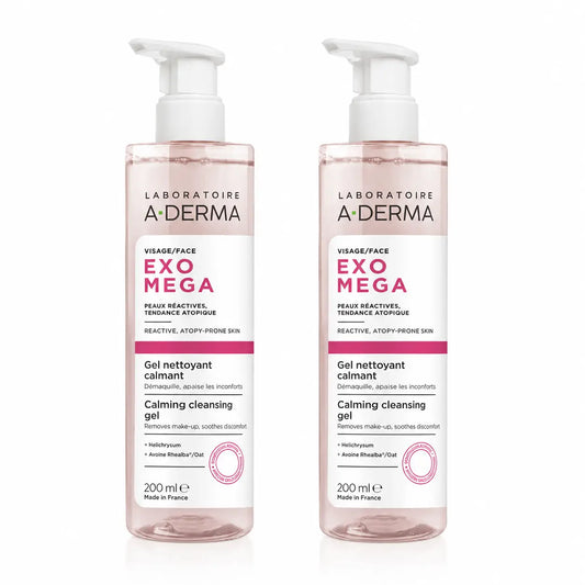A-Derma Exomega Beruhigendes Gesichts-Reinigungsgel, 200 ml, 2er-Pack