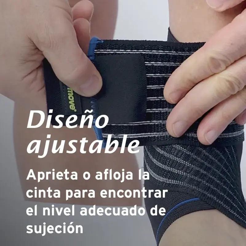Actimove Elastische Knöchelbandage mit verstellbarem Stabilisierungsriemen, Farbe Schwarz, Größe L