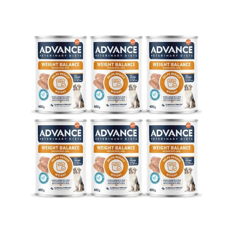 Advance Nassfutter „Help Reduce Weight“ für mittelgroße Hunde, Einzelportionen, 6 x 400 g