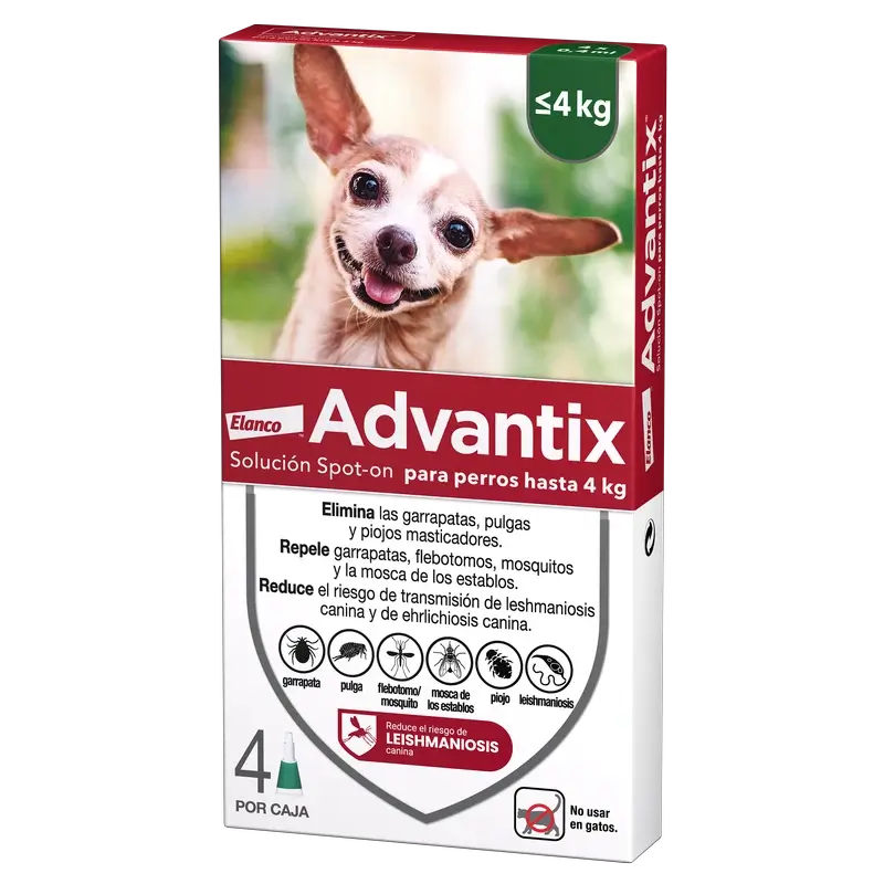 Advantix Antiparasitische Pipetten für Hunde bis zu 4 Kg 4 Einheiten X 0.4 Ml