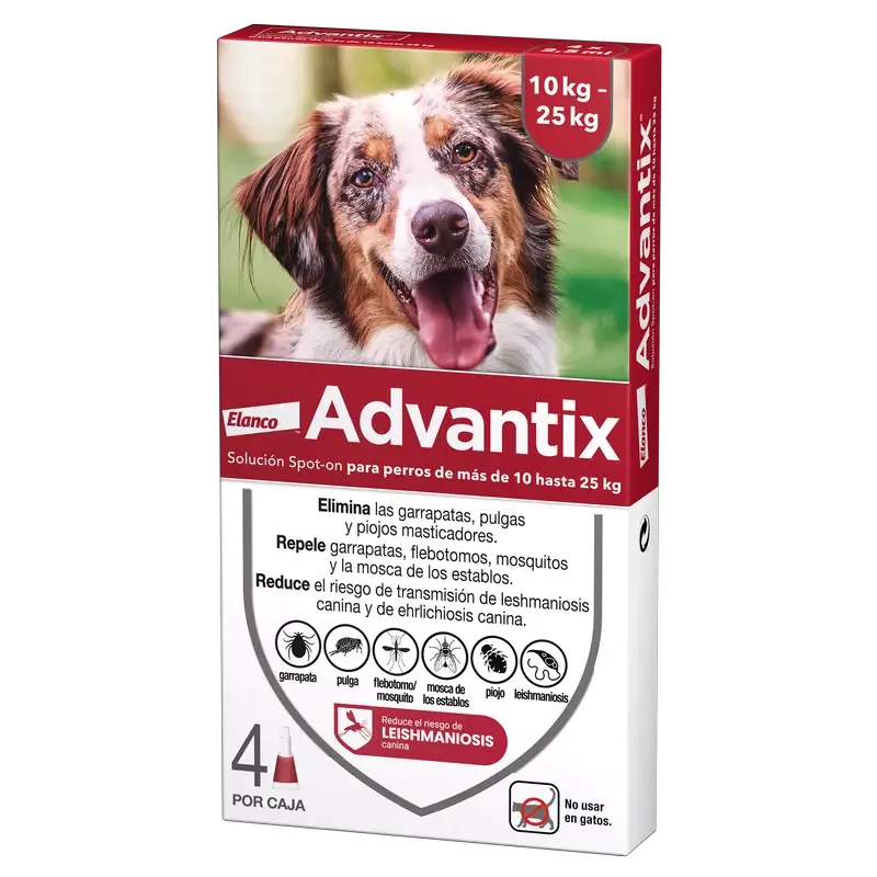 Advantix Antiparasitische Pipetten für Hunde von 10 bis 25 Kg 4pcs x 2.5 ml