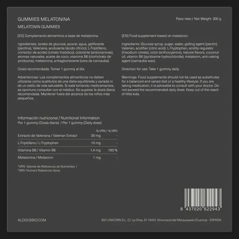 Aldous Bio Melatonin, 120 Gummibärchen