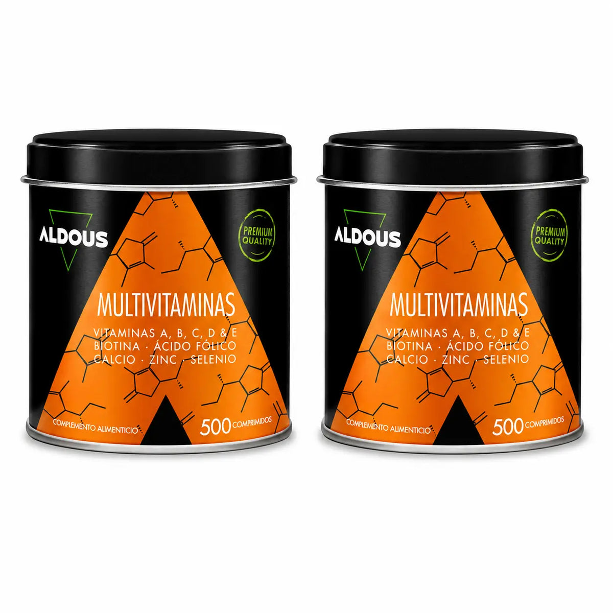 Aldous Bio Multivitamine Vitamin C, D, E, A, B-Vitamine, Biotin, Folsäure, Calcium, Zink, Selen, 500 Kapseln, Packung 2