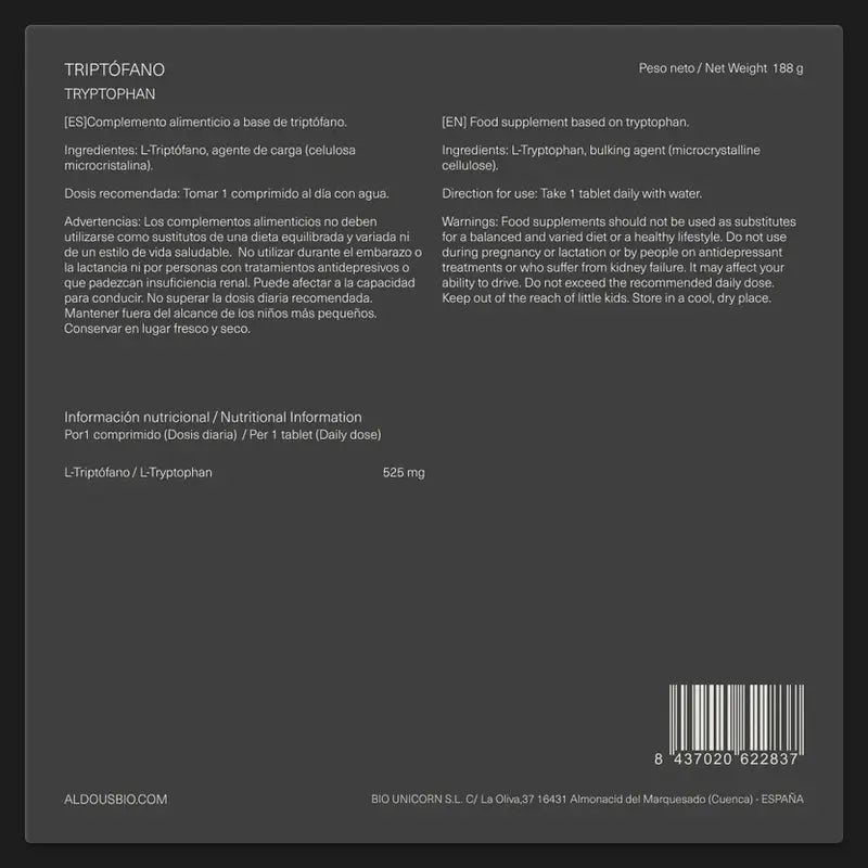 Aldous Bio Tryptophan Rein, 300 Tabletten