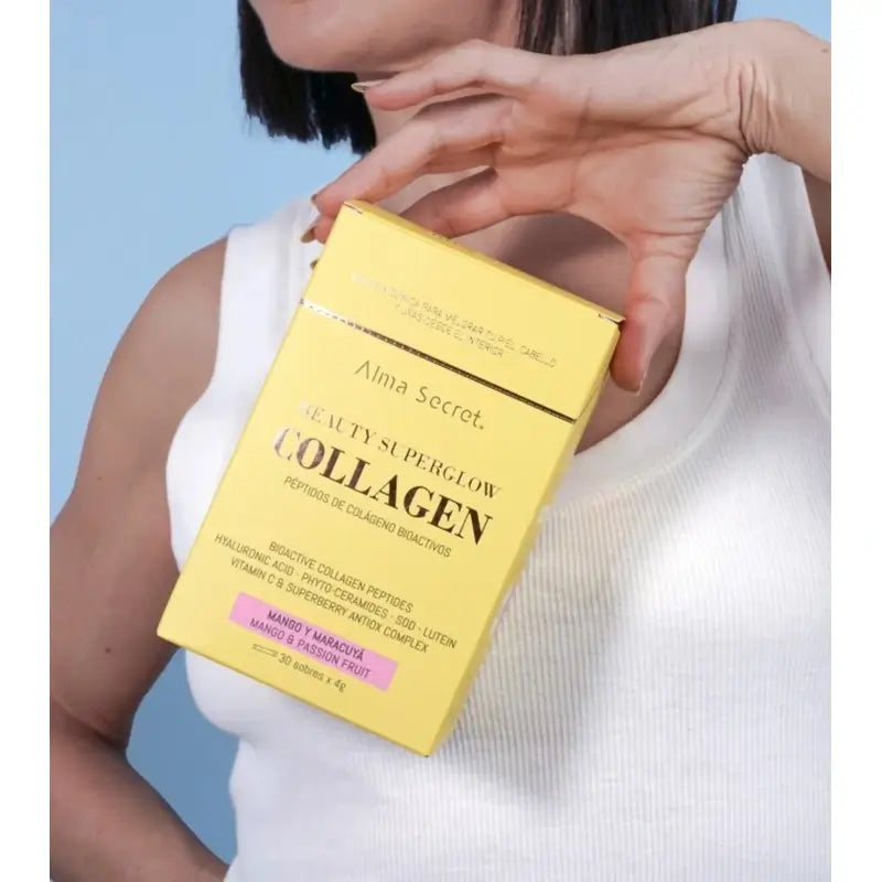 Alma Secret Beauty Superglow Collagen Mango & Maracuja-Geschmack , 30x4 Gramm