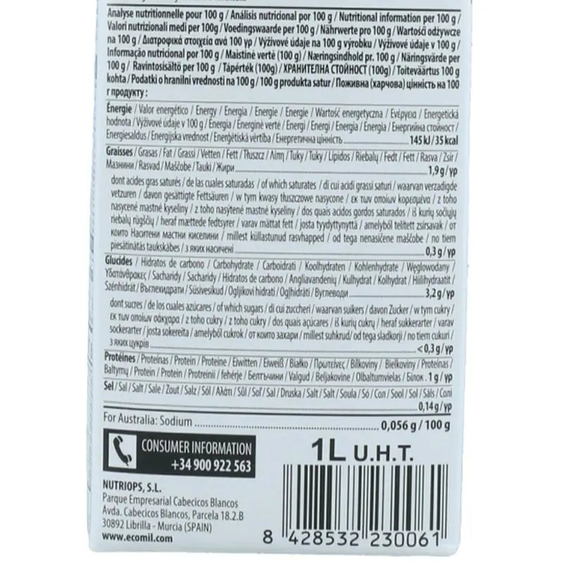 Mandel Ecomil Mandel Drink Natur 1Lt 6Uds Bio S/A