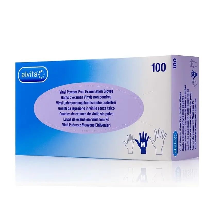 Alvita Powder Free Vinyl Examination Gloves Size S, 100 pcs.