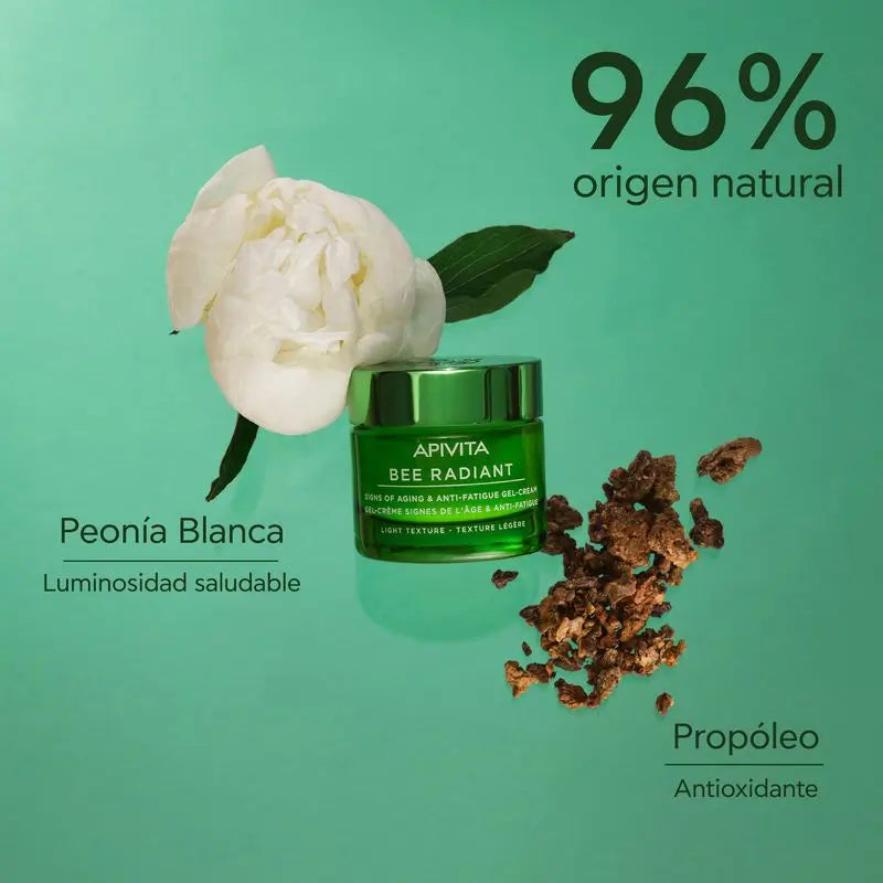 APIVITA Bee Radiant Age-Resistance and Anti-Fatigue Gel-Cream mit weißer Pfingstrose und patentiertem Propolis