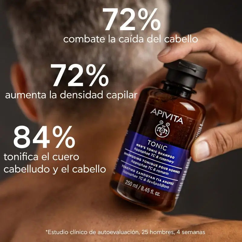 APIVITA Männer Haarausfall straffendes Shampoo mit Sanddorn und Rosmarin 250 ml