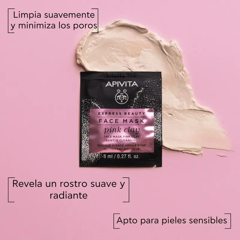 APIVITA Express Beauty Sanfte Reinigungsmaske mit rosa Tonerde