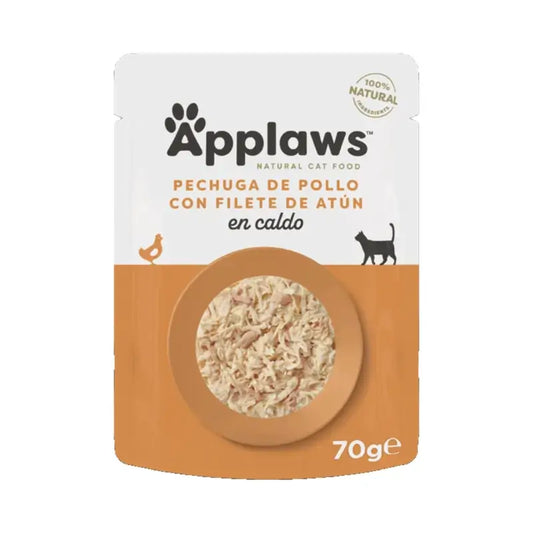 Applaws Cat – Hähnchen und Thunfischfilet in Peguga-Verpackung, 12 x 70 g