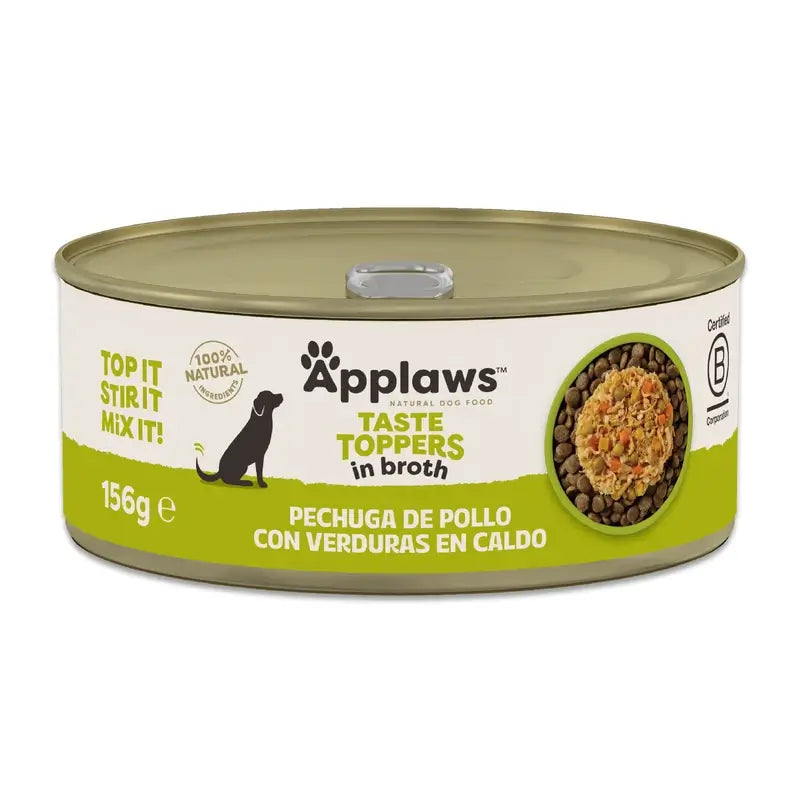 Applaws Hund Huhn Gemüsebrühe Topper Dose 12X156Gr