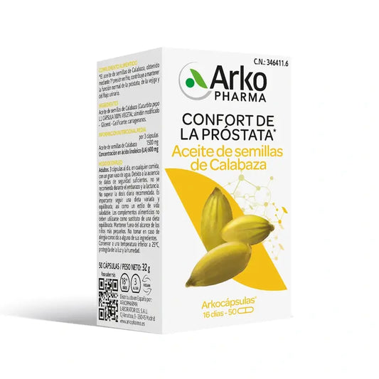 Arkopharma Arkocápsulas Organic Pumpkin Seed Oil, 50 capsules