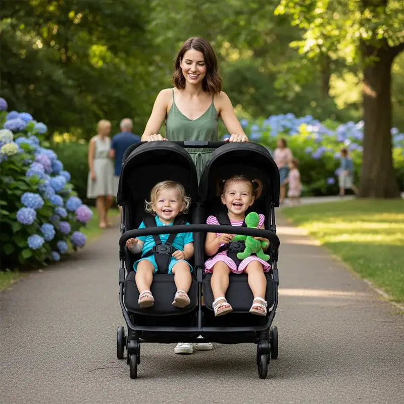 Asalvo Doppel-Kinderwagen Henry Schwarz
