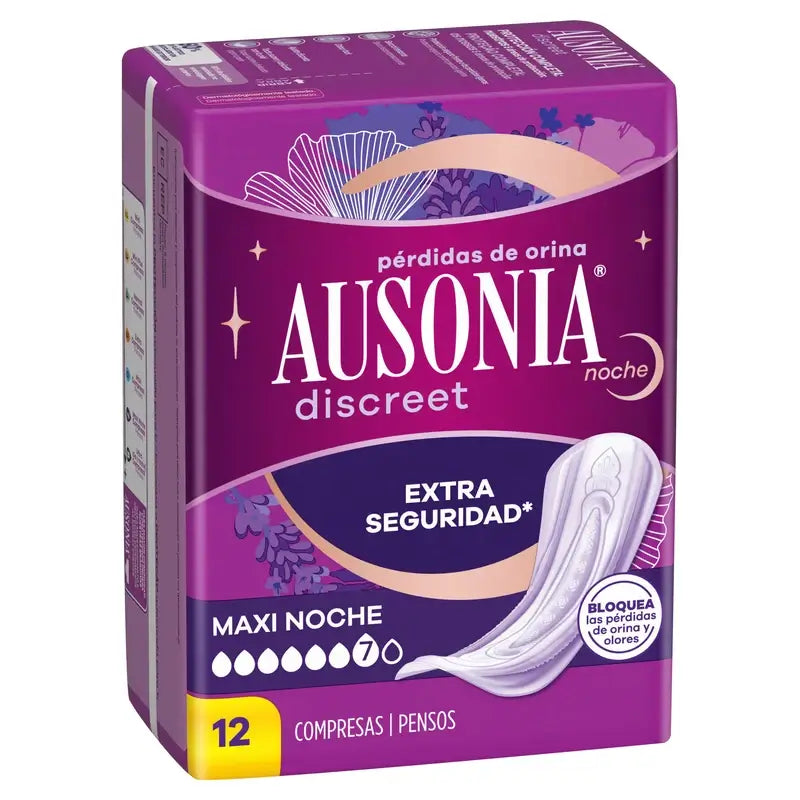 Ausonia Discreet Maxi Nacht Urinverlust Pads, 12 Einheiten