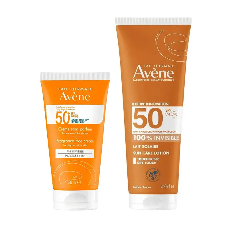 Avène Unscented Spf 50+ Cream 50 Ml + Invisible Milk Spf 50 250 Ml