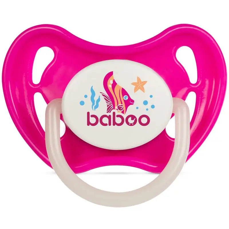 Baboo Symmetrische Silikon Schnuller, Glow In The Dark, 6+ Monate Rosa