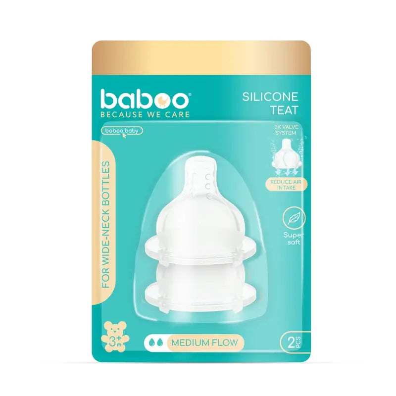 Baboo Medium Flow Weithals Anti-Colic-Sauger, 3+ Monate, 2 Stück